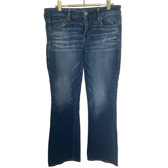 American Eagle Outfitters Womens Super Stretch Skinny Kick Jeans Size 10 Short B - Picture 1 of 14